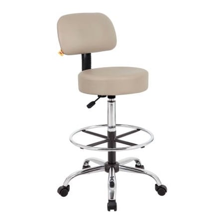 Boss Office Products Boss Medical Stool with Backrest and Footring - Vinyl - Beige B16245-BG